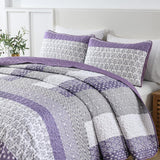 Darrahopens Home & Garden > Bedding > Quilts & Duvets Bohemian Purple and White Quilted Bedspread or Coverlet Set and matching pillowcases