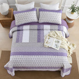Darrahopens Home & Garden > Bedding > Quilts & Duvets Bohemian Purple and White Quilted Bedspread or Coverlet Set and matching pillowcases