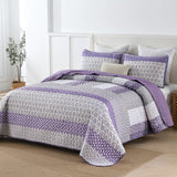 Darrahopens Home & Garden > Bedding > Quilts & Duvets Bohemian Purple and White Quilted Bedspread or Coverlet Set and matching pillowcases