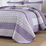 Darrahopens Home & Garden > Bedding > Quilts & Duvets Bohemian Purple and White Quilted Bedspread or Coverlet Set and matching pillowcases