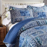 Darrahopens Home & Garden > Bedding > Quilts & Duvets Boho Blue Quilted Coverlet & Pillow Set: Vibrant, Cozy Elegance - king