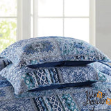 Darrahopens Home & Garden > Bedding > Quilts & Duvets Boho Blue Quilted Coverlet & Pillow Set: Vibrant, Cozy Elegance - king