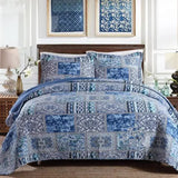 Darrahopens Home & Garden > Bedding > Quilts & Duvets Boho Blue Quilted Coverlet & Pillow Set: Vibrant, Cozy Elegance - king