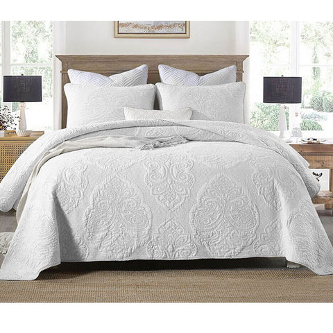 Darrahopens Home & Garden > Bedding > Quilts & Duvets Cotton Rich Lightly Quilted Coverlet Set Royale White Queen