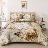 Darrahopens Home & Garden > Bedding > Quilts & Duvets Cozy Floral Comforter Set, Queen/King Size, Quilted Warm Bedding with Pillowcases