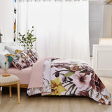 Darrahopens Home & Garden > Bedding > Quilts & Duvets Floral Comforter Set, Queen/King Size, Blush Floral 3-Piece Bedding, Soft Microfiber for All Seasons
