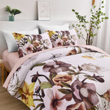 Darrahopens Home & Garden > Bedding > Quilts & Duvets Floral Comforter Set, Queen/King Size, Blush Floral 3-Piece Bedding, Soft Microfiber for All Seasons