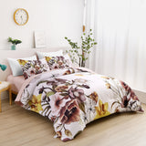 Darrahopens Home & Garden > Bedding > Quilts & Duvets Floral Comforter Set, Queen/King Size, Blush Floral 3-Piece Bedding, Soft Microfiber for All Seasons