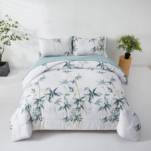 Darrahopens Home & Garden > Bedding > Quilts & Duvets Floral Leaves Comforter Set, Queen/King Size, Quilted Bedding with Pillowcases