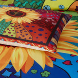 Darrahopens Home & Garden > Bedding > Quilts & Duvets Floral Sunflower Comforter Set, Queen/King Size, Quilted Bedding with Pillowcases