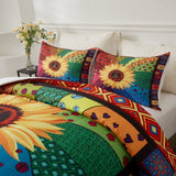Darrahopens Home & Garden > Bedding > Quilts & Duvets Floral Sunflower Comforter Set, Queen/King Size, Quilted Bedding with Pillowcases