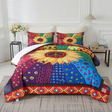 Darrahopens Home & Garden > Bedding > Quilts & Duvets Floral Sunflower Comforter Set, Queen/King Size, Quilted Bedding with Pillowcases
