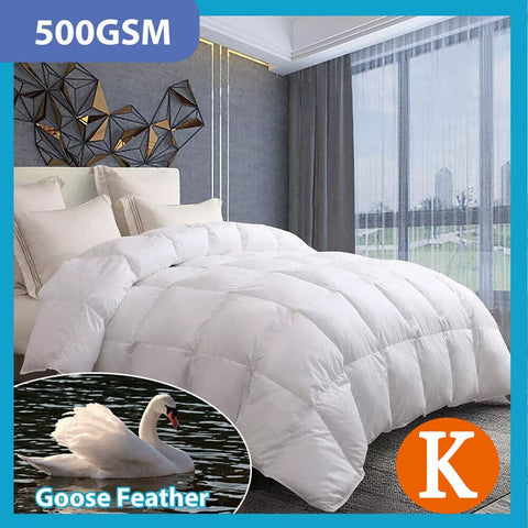 Darrahopens Home & Garden > Bedding > Quilts & Duvets Goose Feather Down Quilt 500 GSM Duvet Doonas King:240x210cm