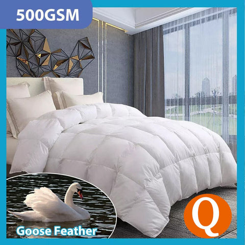 Darrahopens Home & Garden > Bedding > Quilts & Duvets Goose Feather Down Quilt 500 GSM Duvet Doonas Queen:210x210cm