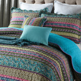 Darrahopens Home & Garden > Bedding > Quilts & Duvets Grenn Teal Boho style Printed Bedspread Quilt Set + Pillowcases