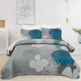 Darrahopens Home & Garden > Bedding > Quilts & Duvets Grey Azure Bloom Quilted Coverlet Bedspread Set with Pillow Covers