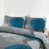Darrahopens Home & Garden > Bedding > Quilts & Duvets Grey Azure Bloom Quilted Coverlet Bedspread Set with Pillow Covers