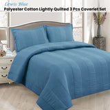 Darrahopens Home & Garden > Bedding > Quilts & Duvets Lewis Blue 3 Pce Lightly Quilted Polyester Cotton Coverlet Set Queen