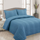 Darrahopens Home & Garden > Bedding > Quilts & Duvets Lewis Blue 3 Pce Lightly Quilted Polyester Cotton Coverlet Set Queen