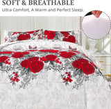 Darrahopens Home & Garden > Bedding > Quilts & Duvets Luxurious rose Soft white 3 Pc Comforter & Pillow Cover Set