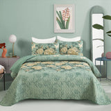 Darrahopens Home & Garden > Bedding > Quilts & Duvets Meadow Butterfly Green Quilted Bedspread Set with Floral Details and Pillowcases