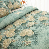 Darrahopens Home & Garden > Bedding > Quilts & Duvets Meadow Butterfly Green Quilted Bedspread Set with Floral Details and Pillowcases