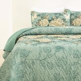 Darrahopens Home & Garden > Bedding > Quilts & Duvets Meadow Butterfly Green Quilted Bedspread Set with Floral Details and Pillowcases