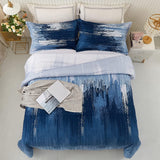 Darrahopens Home & Garden > Bedding > Quilts & Duvets Ombre Blue Comforter Set, Queen/King Size, Gradient Blue Grey 3-Piece Boho Bedding