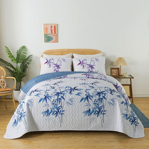 Darrahopens Home & Garden > Bedding > Quilts & Duvets Ornate Vintage Lace purple blue3 Pc Bedspread & Pillow Cover Set