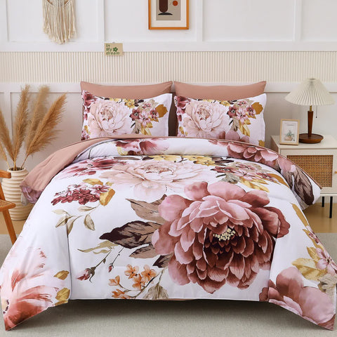 Darrahopens Home & Garden > Bedding > Quilts & Duvets Pure Haven Pink floral 3‑Piece Comforter Set