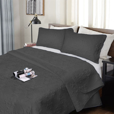 Darrahopens Home & Garden > Bedding > Quilts & Duvets Ramesses 3 Piece Ultrasonic Comforter Set Queen Charcoal
