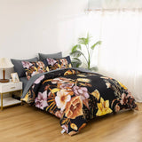 Darrahopens Home & Garden > Bedding > Quilts & Duvets Soft Floral Leaf Comforter Set, Queen/King Size, Quilted Bedding with Pillowcases