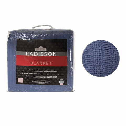 Darrahopens Home & Garden > Bedding Radisson All Season Cotton Blanket Blue SINGLE