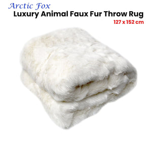 Darrahopens Home & Garden > Bedding Radisson Arctic Fox Off White Luxury Animal Faux Fur Throw Rug 127 x 152 cm