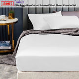 Darrahopens Home & Garden > Bedding Ramesses 1500TC Elite Egyptian Cotton Sateen Fitted Sheet Combo Set White Mega King