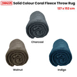 Darrahopens Home & Garden > Bedding Solid Colour Soft Coral Fleece Throw Rug 127 x 152 cm Charcoal