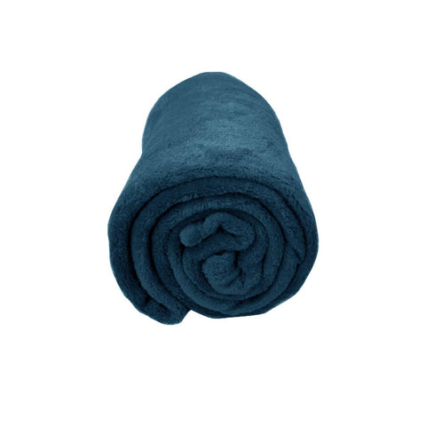 Darrahopens Home & Garden > Bedding Solid Colour Soft Coral Fleece Throw Rug 127 x 152 cm Indigo