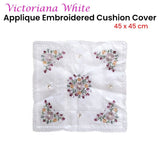 Darrahopens Home & Garden > Bedding Victoriana White Applique Embroidered Cushion Cover 45 x 45 cm