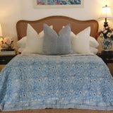 Darrahopens Home & Garden > Bedding Wild Flower Ocean Reversible Quilt - Blue (Size: King 228 cm x 274 cm)