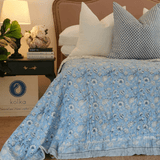 Darrahopens Home & Garden > Bedding Wild Flower Ocean Reversible Quilt - Blue (Size: King 228 cm x 274 cm)