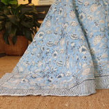 Darrahopens Home & Garden > Bedding Wild Flower Ocean Reversible Quilt - Blue (Size: King 228 cm x 274 cm)