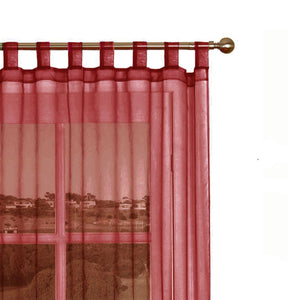 Darrahopens Home & Garden > Curtains 1 Piece Organza Tab Top Curtain 110 x 213 cm Burgundy
