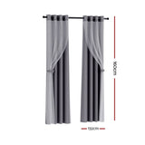 Darrahopens Home & Garden > Curtains Artiss 2X 132x160cm Blockout Sheer Curtains Charcoal