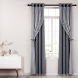 Darrahopens Home & Garden > Curtains Artiss 2X 132x160cm Blockout Sheer Curtains Charcoal