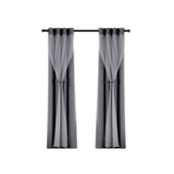 Darrahopens Home & Garden > Curtains Artiss 2X 132x213cm Blockout Sheer Curtains Charcoal