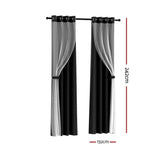 Darrahopens Home & Garden > Curtains Artiss 2X 132x242cm Blockout Sheer Curtains Black