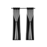 Darrahopens Home & Garden > Curtains Artiss 2X 132x242cm Blockout Sheer Curtains Black