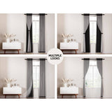 Darrahopens Home & Garden > Curtains Artiss 2X 132x242cm Blockout Sheer Curtains Black
