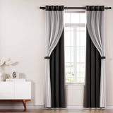 Darrahopens Home & Garden > Curtains Artiss 2X 132x242cm Blockout Sheer Curtains Black