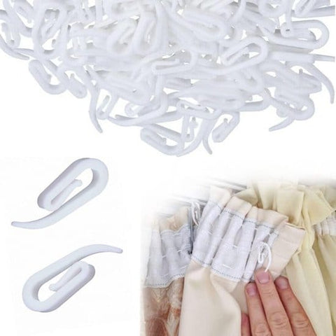 Darrahopens Home & Garden > Curtains > Curtain Accessories 100 curtain hooks - G-shaped reinforced curtain hooks - White - For shower windows - Curtain accessories